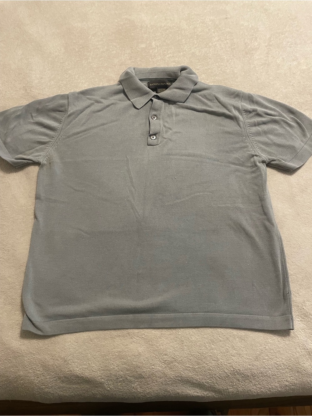 Banana Republic Blue Gray Polo Shirt - Men's Casual Short Sleeve silk cotton
